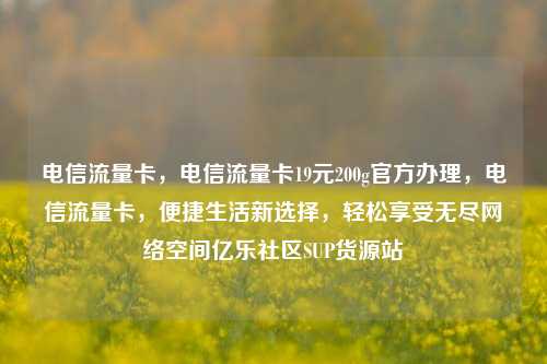 电信流量卡，电信流量卡19元200g官方办理	，电信流量卡，便捷生活新选择，轻松享受无尽网络空间亿乐社区SUP货源站  第1张