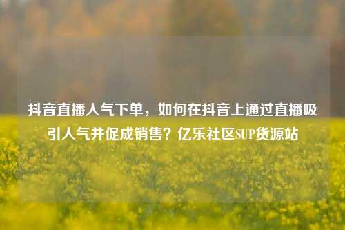 抖音直播人气下单，如何在抖音上通过直播吸引人气并促成销售？亿乐社区SUP货源站  第1张